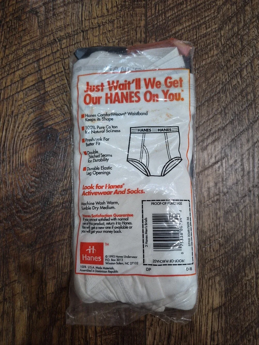 New Men's Vintage Hanes Briefs 100% Preshrunk Cotton Size 36